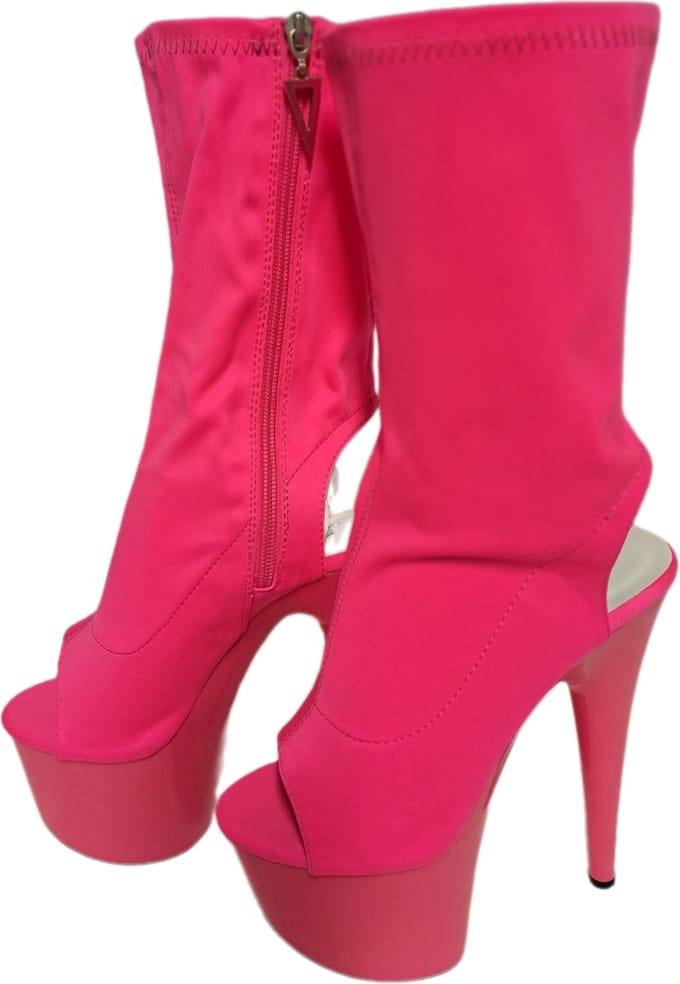 SOISBELLE LAARSJE MET PLATEUZOOL 6CM EN HAK 16 CM IN PINK STOF