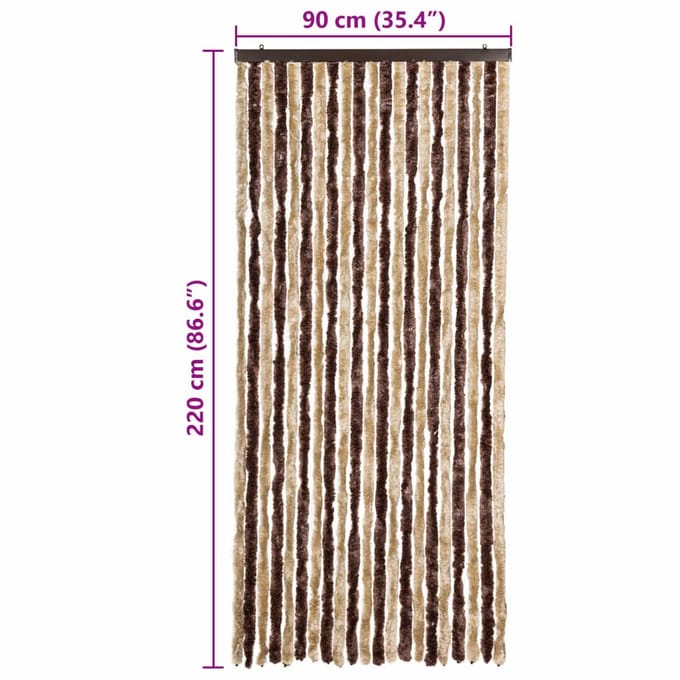 vidaXL - Vliegengordijn - 90x220 - cm - chenille - beige - en - lichtbruin