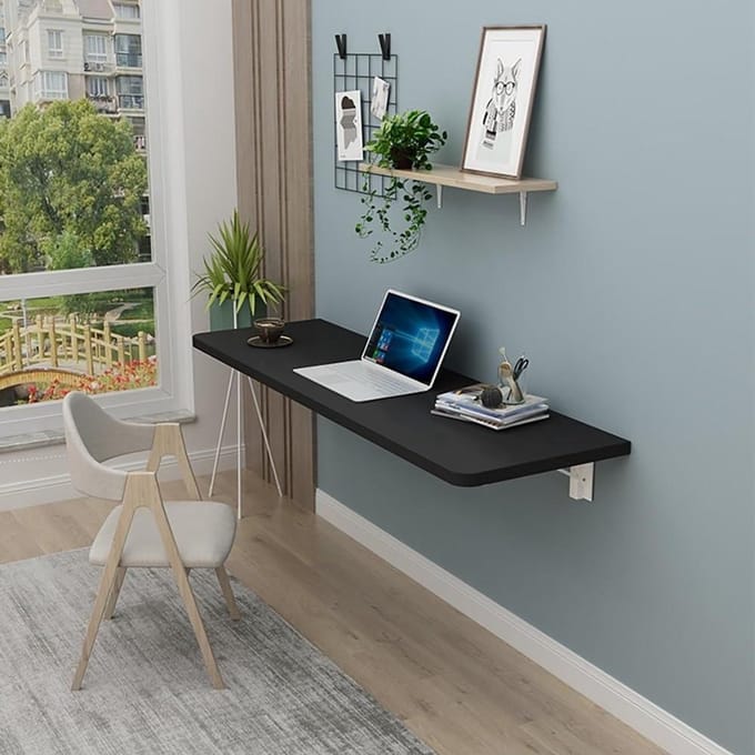 Klaptafel - Wandbureau - Ruimte Besparen - Opvouwbaar Ontwerp - 80 x 40 cm - Zwart