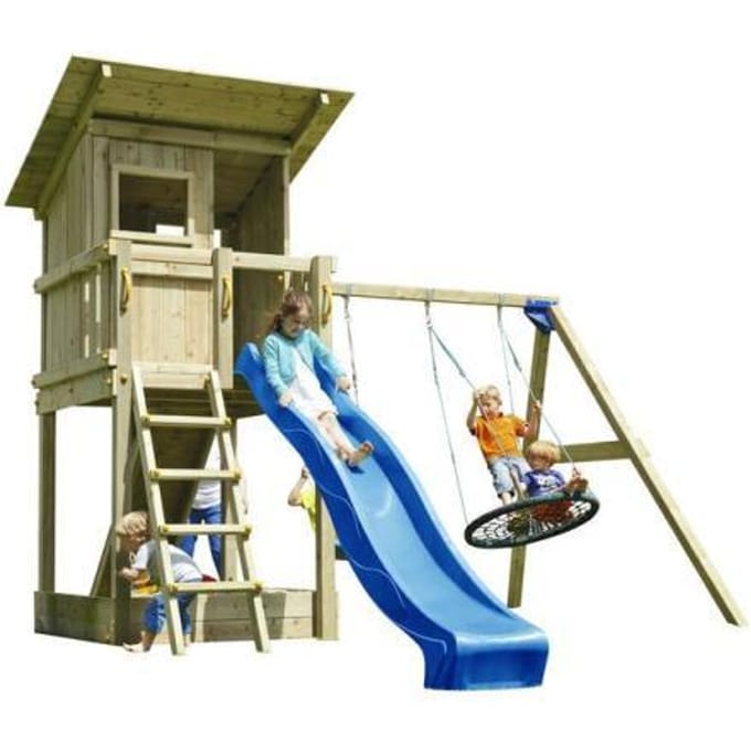 Bluerabbit 2.0 Rabbit 2.0 Schommel met speeltoren en glijbaan Beach Hut blauw Schommels Schommels