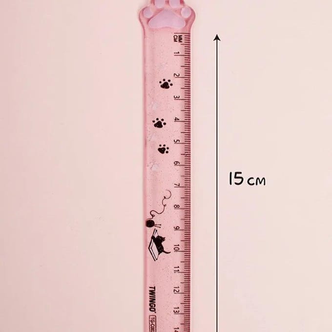 Règle à griffes de chat mignon, outils de dessin multifonctions, bricolage, règles pour étudiants, fournitures scolaires et de bureau à Double usage rose