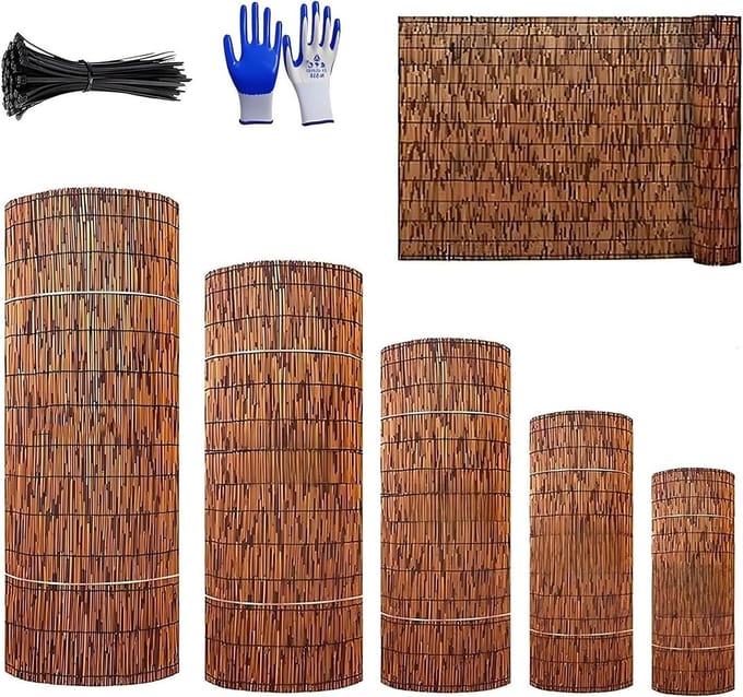 Natuurlijk Riet Scherm - Bamboe Bekleding Rol - Privacy Buiten - Waterbestendig Geweven - 1.8 x 2 Meter - Bruin