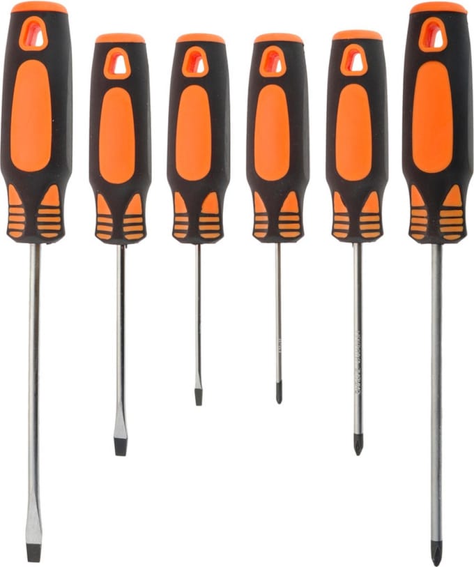 FX Tools Schroevendraaiers set - 6-delig - plat en kruiskop - 3-5-6 mm - Gereedschap set