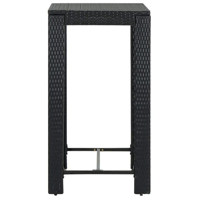 vidaXL - Tuinbartafel - 60,5x60,5x110,5 - cm - poly - rattan - zwart