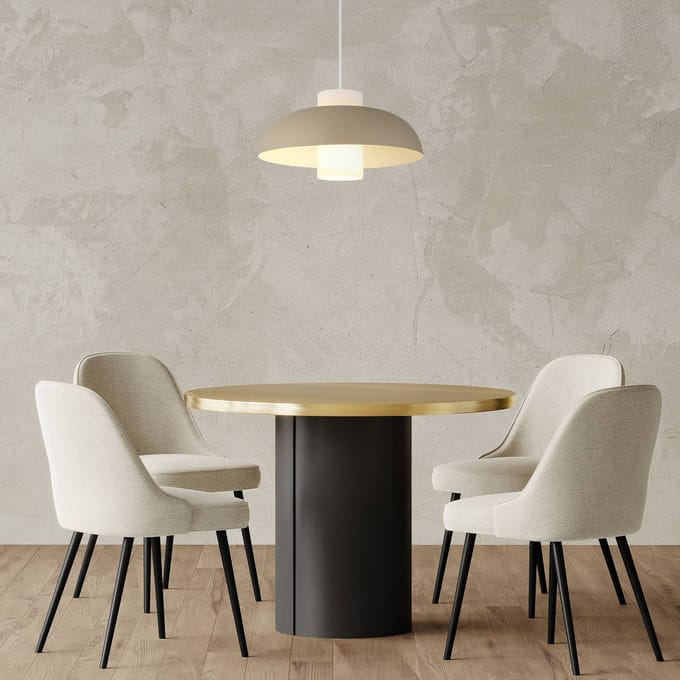 Globo Hanglamp Lowe, zandkleurig mat, Ø 38 cm, metaal