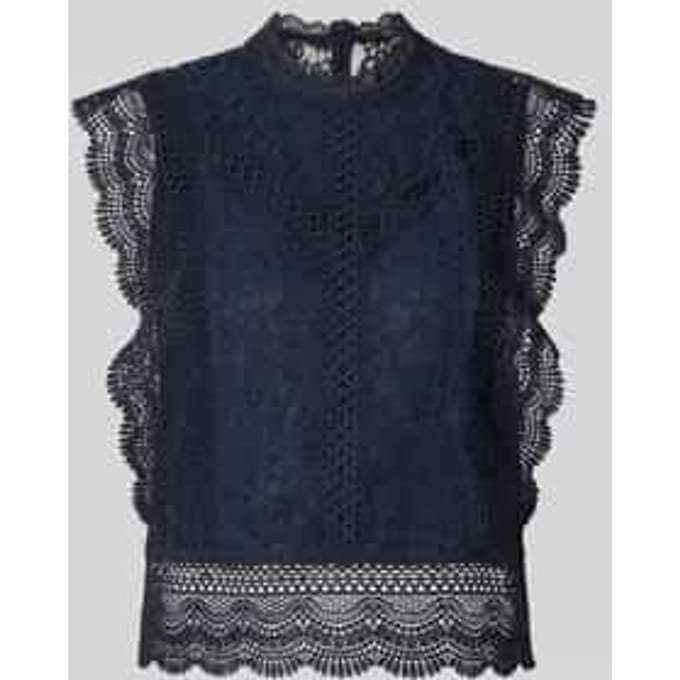slim fit blousetop met katoen, viscose en lyocell model 'KARO'