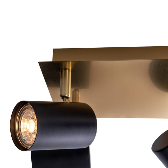Näve Plafondspot Frida 4-lamps, messing/zwart