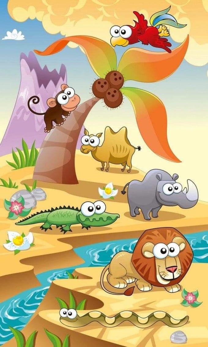 Fotobehang - Savanna Animals 150x250cm - Vliesbehang
