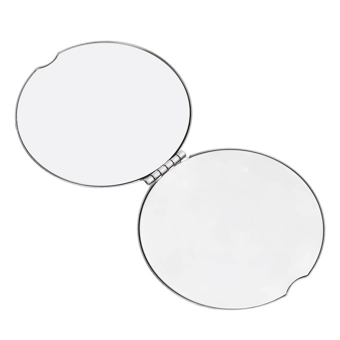 Zakspiegel Draagbaar Roestvrij Staal Compacte Spiegel Metalen Handheld Valbestendig Dubbelzijdig white