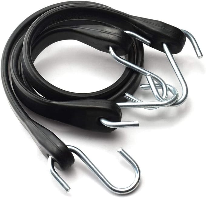 Rubberen Spanband - Elastisch Koord - Bagage Zekeren - Met S-Haken - 2 stuks 53 cm - Zwart