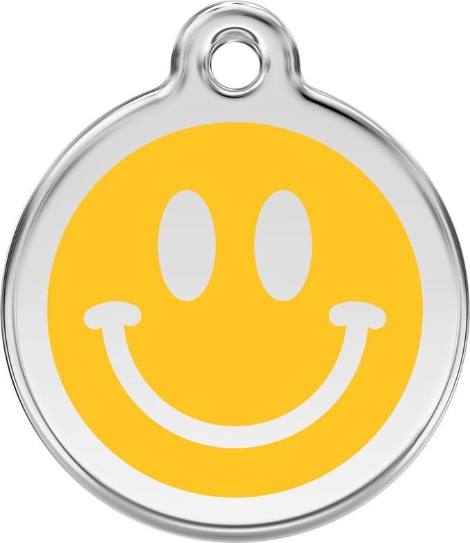 Red Dingo hondenpenning 30 mm smiley geel