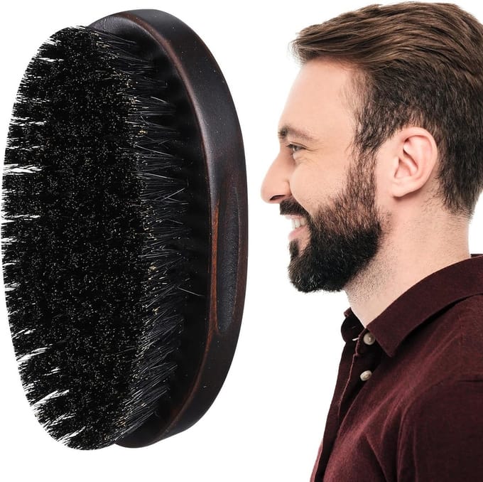 Beard Brush en Kam voor Mannen, Antislip Houten Borstel en Kam voor Baardverzorging en Styling, Draagbaar en Efficiënt