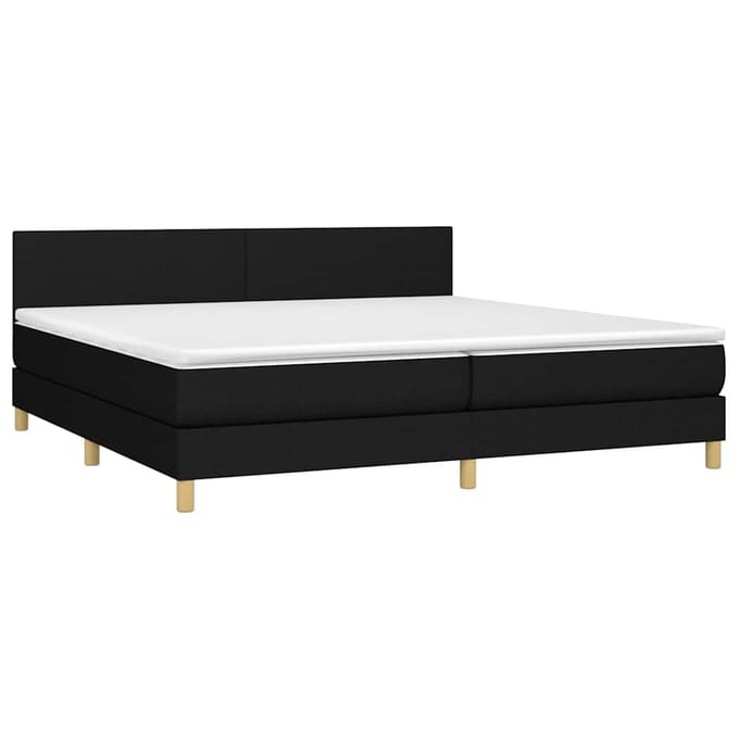 vidaXL - Boxspring - met - matras - en - LED - stof - zwart - 200x200 - cm