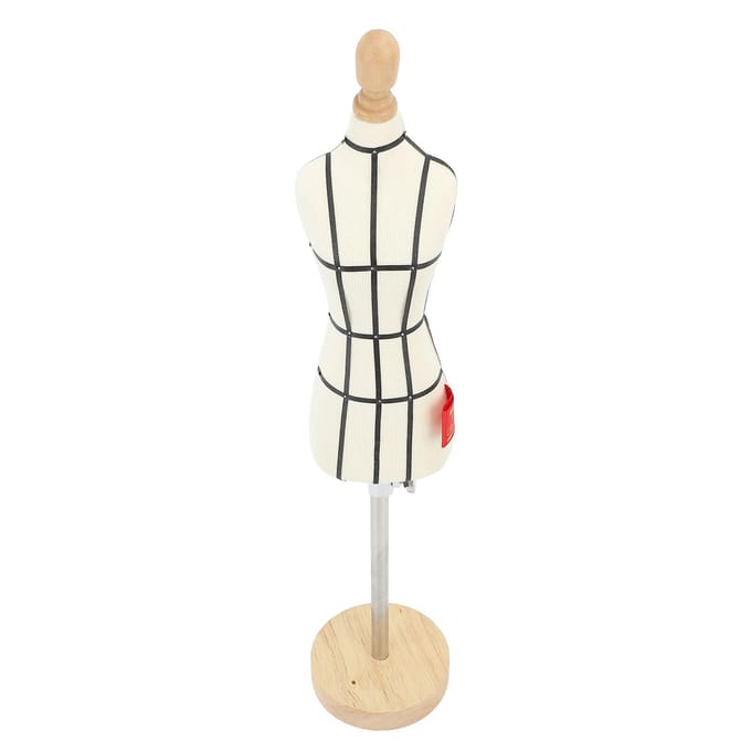 Mini Mannequin de Couture avec Support Base en Bois Mannequin de Couture Corps Modèle d'Affichage de Vêtements pour beige