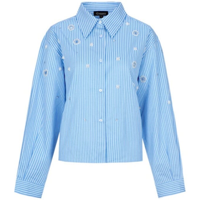 G-maxx - Wenya Blouse Celestial Blue/Offwhite - Maat : XXL