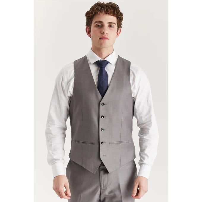 Heren grijs getailleerde gilet, slim formeel vest