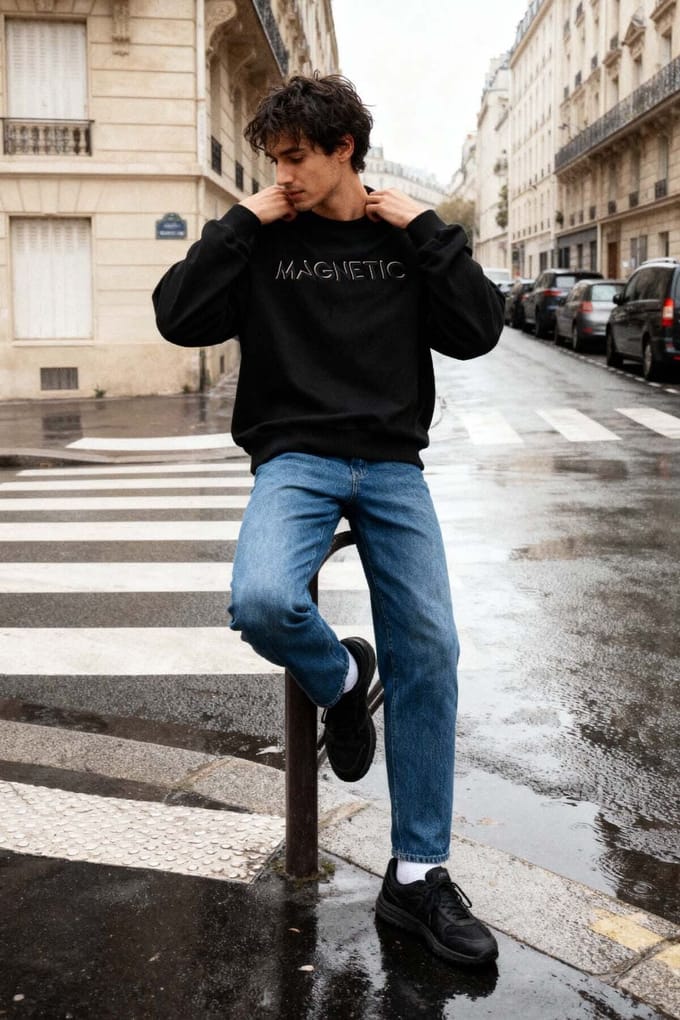 Heren Geprinte Ronde Hals Sweatshirt
