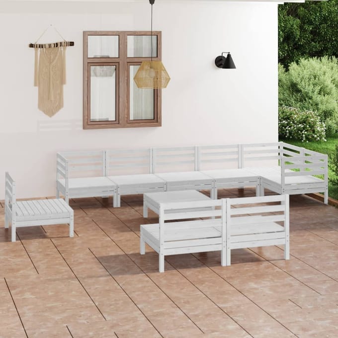 vidaXL - 10-delige - Loungeset - massief - grenenhout - wit