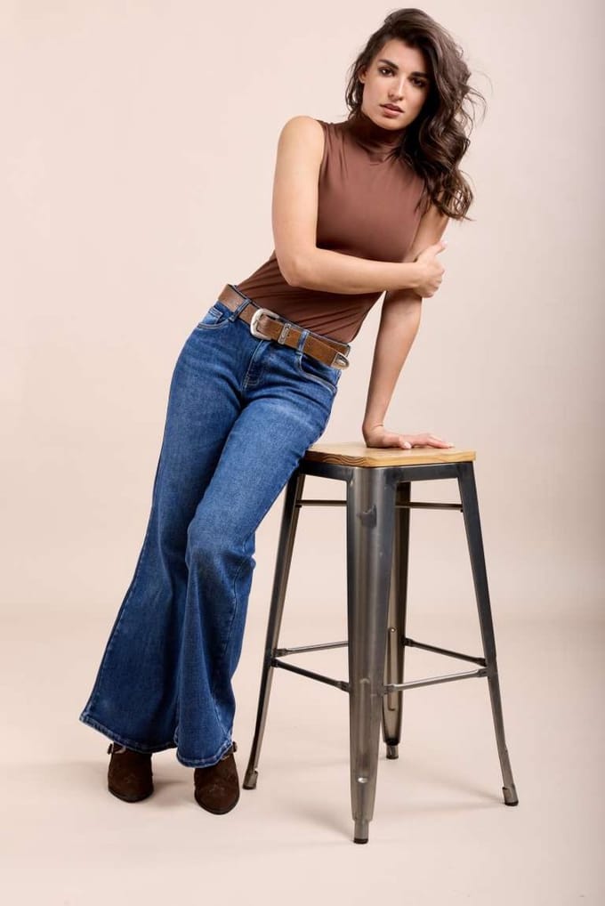Toxik3 - Bootcut jeans middelhoge taille