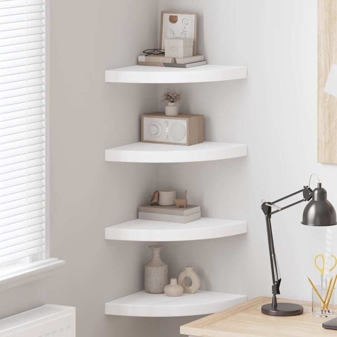 vidaXL - Hoekschappen - zwevend - 4 - st - 35x35x3,8 - cm - MDF - wit