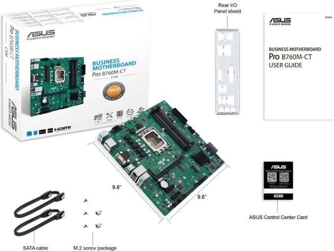 ASUS PRO B760M-CT-CSM Moederbord - Intel B760 - Intel LGA1700 - DDR5 RAM - Micro-ATX