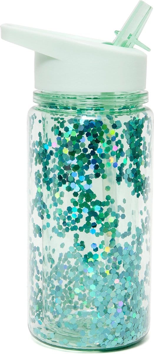 Petit Monkey Drinkfles Glitter Green Lily - 300 ML - BPA-vrij