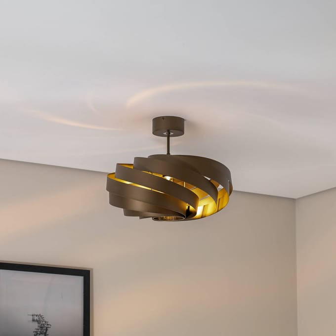 Euluna - plafondlamp - 1licht - Metaal - H: 37 cm - E27 - bruin