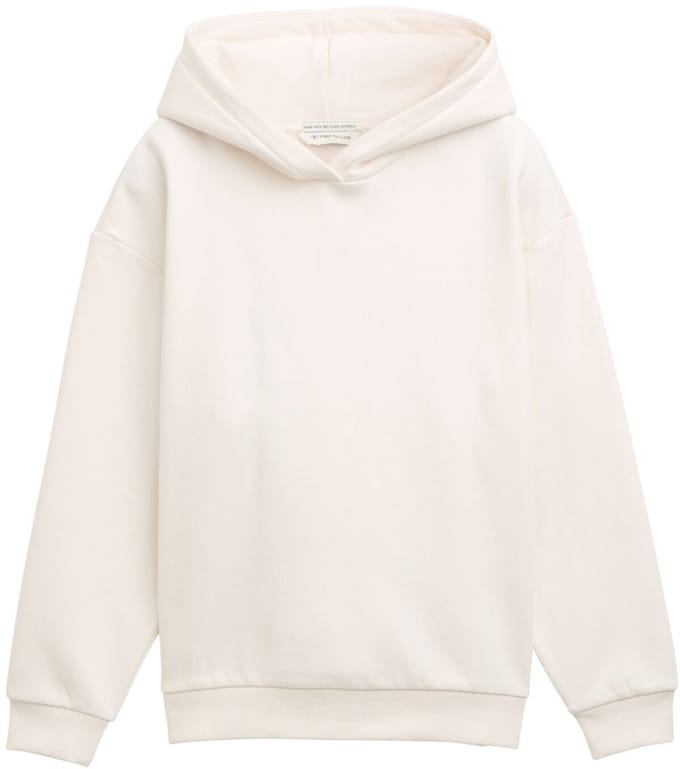 Tom Tailor - Sweater met oversized capuchon en opdruk op de rug - Maat 128 - Gardenia White