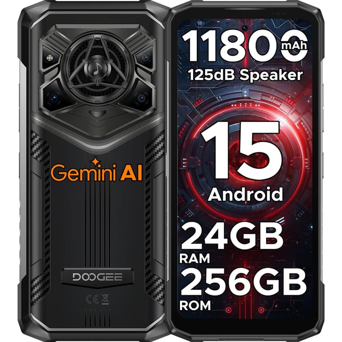 DOOGEE Blade20 Pro - Robuuste telefoon 6.6" met Gemini AI, 11800mAh batterij, 24GB RAM (6+18), 256GB opslag, Android 15, luidspreker met groot bereik 125dB