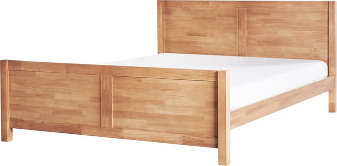 CHAMPAGNAT - Tweepersoonsbed - Lichtbruin - 180 x 200 cm - Rubberhout