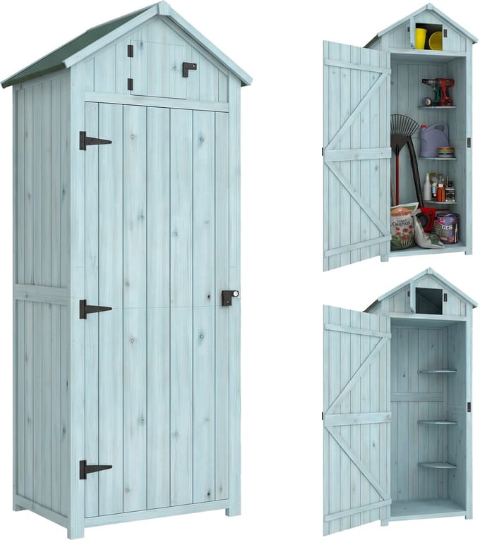 Outsunny - Gereedschapsschuur - met Planken - met Raam - Blauw