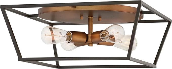 Hinkley LED Plafondlamp Fulton | 4X E27 Max 60W | Dimbaar | Bronze and Brass