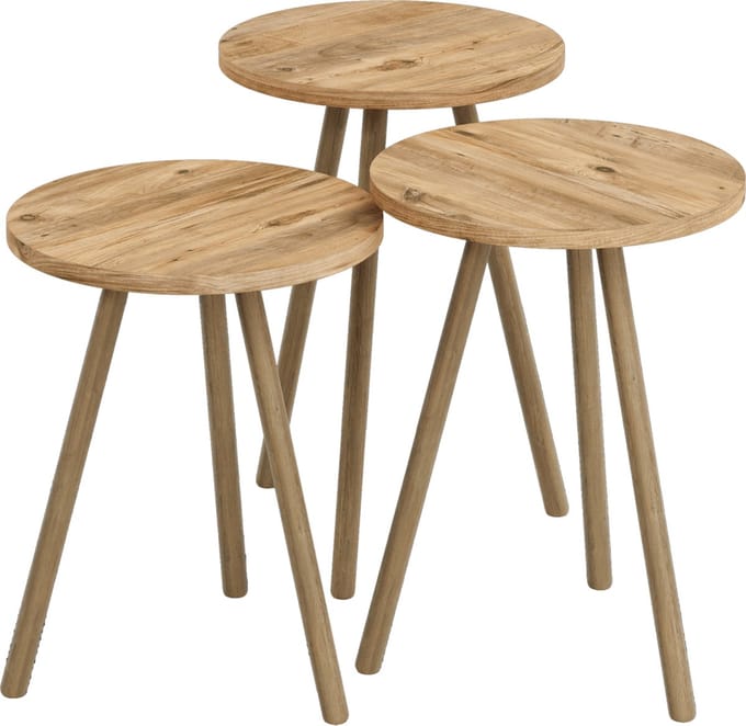 Bijzettafel set van 3 Hjørring rond houtkleurig
