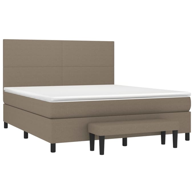 vidaXL - Boxspring - met - matras - stof - taupe - 180x200 - cm