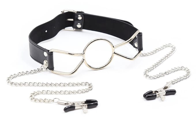 Smart Moves - Ring Gag met Tepelklemmen