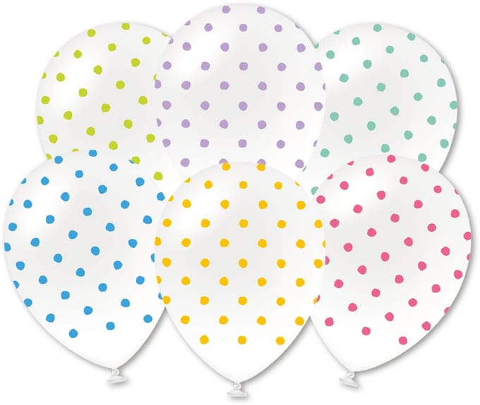 BTH - Gekleurde Ballonnen - Confetti - Stippen - Dots - Verjaardag Versiering - Feest - Decoratie - 6 Stuks