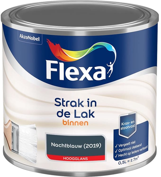 Flexa - Strak In De Lak Binnenlak Hoogglans - Nachtblauw - Mengverf - 500 Ml