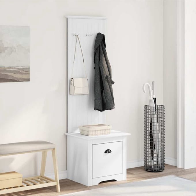 Gangkast met haken BODO 50x40x157 cm wit en bruin