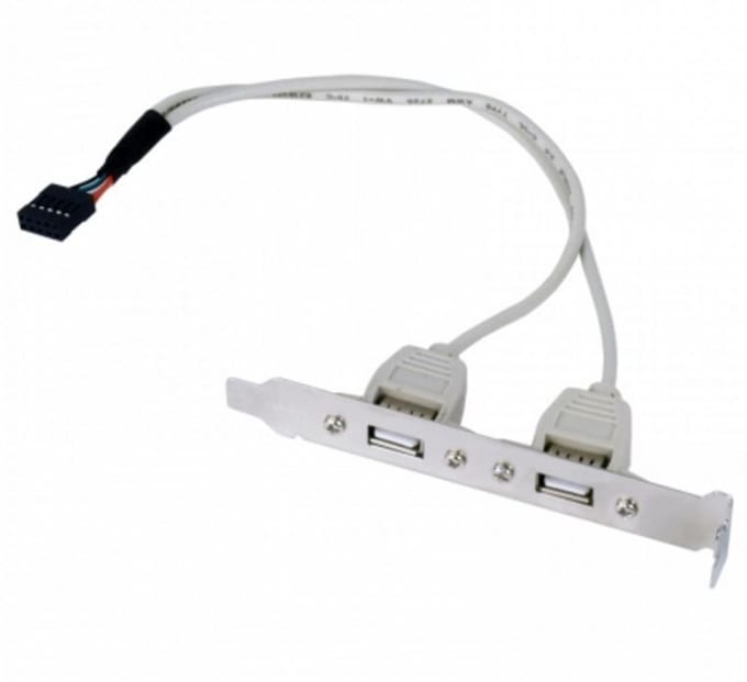 Pin Header bracket USB2.0 (v) - 2x USB-A (v) - 0,25 meter