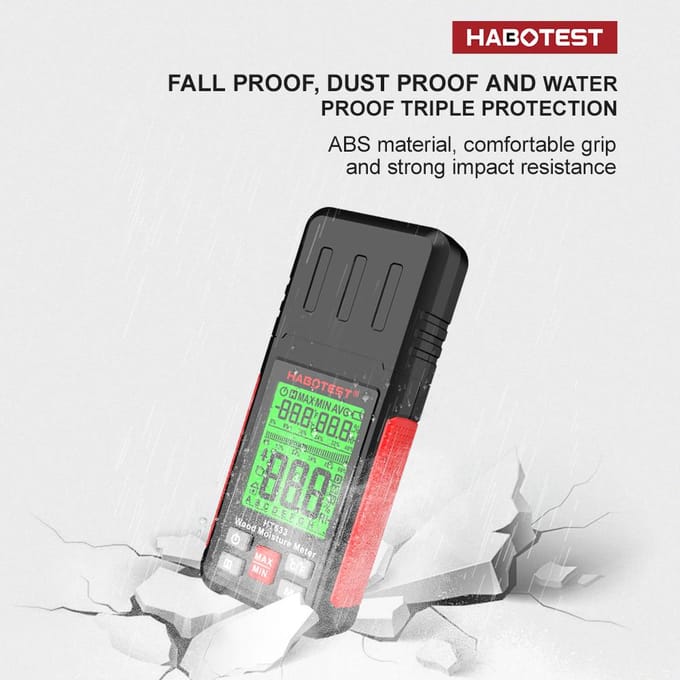 HABOTEST HT633 Houtvochtmeter Pin-Type Digitale Vochtdetector Omgevingstemperatuur en