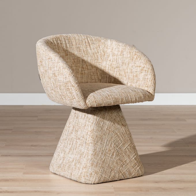 Bronx71® Eetkamerstoel Lenn draaibaar chenille beige - stoel