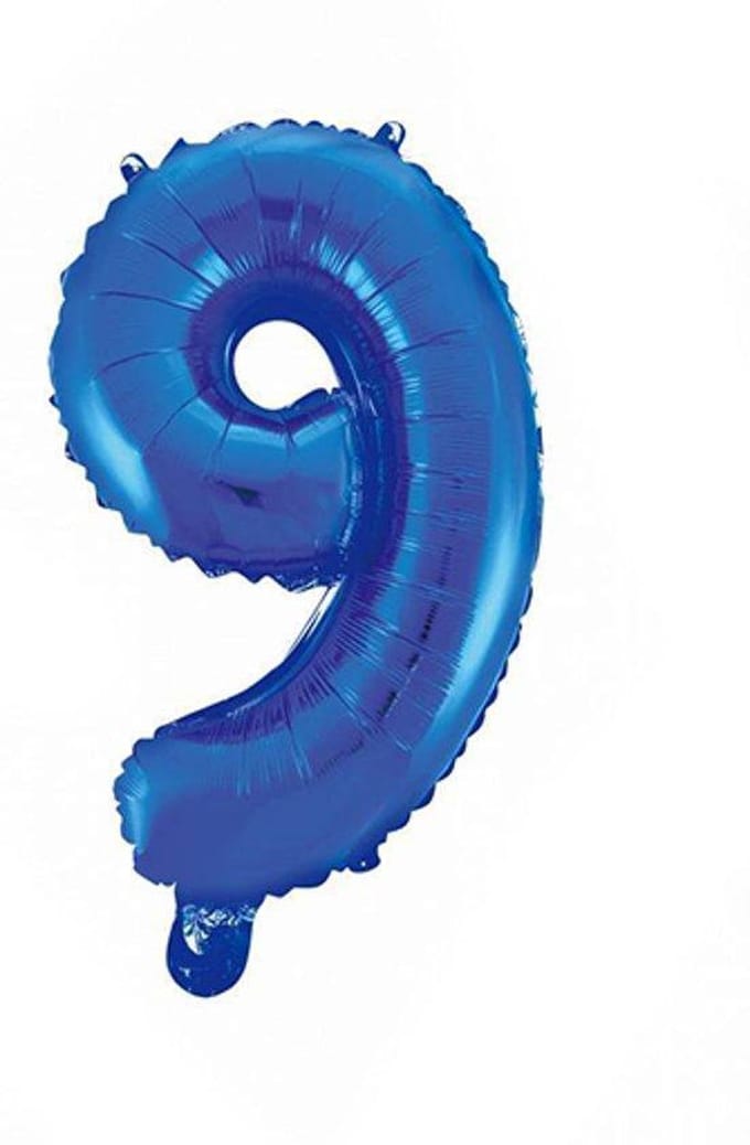 Folieballon Cijfer 9 41 Cm Blauw