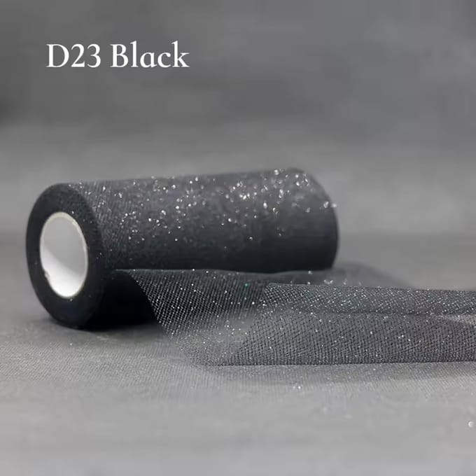 Glitter tule - Zwart - 22,8 meter