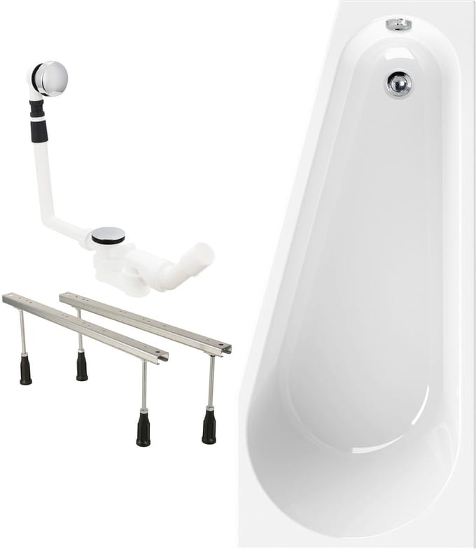 Calmwaters Essential Small - Badkuip - 160 x 70 cm - Links - Set badkuipvoeten