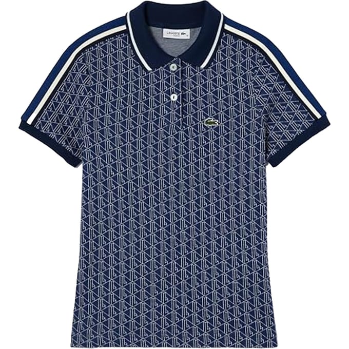 Lacoste Dames Jacquard Slim Kortekorte Polo (Methyl Blauw)