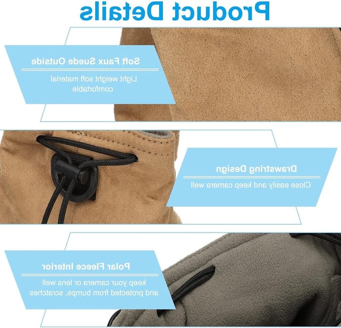 Draagbare camera tas met verstelbare schouderriem, geschikt voor DSLR camera's, bruin, compact en praktisch