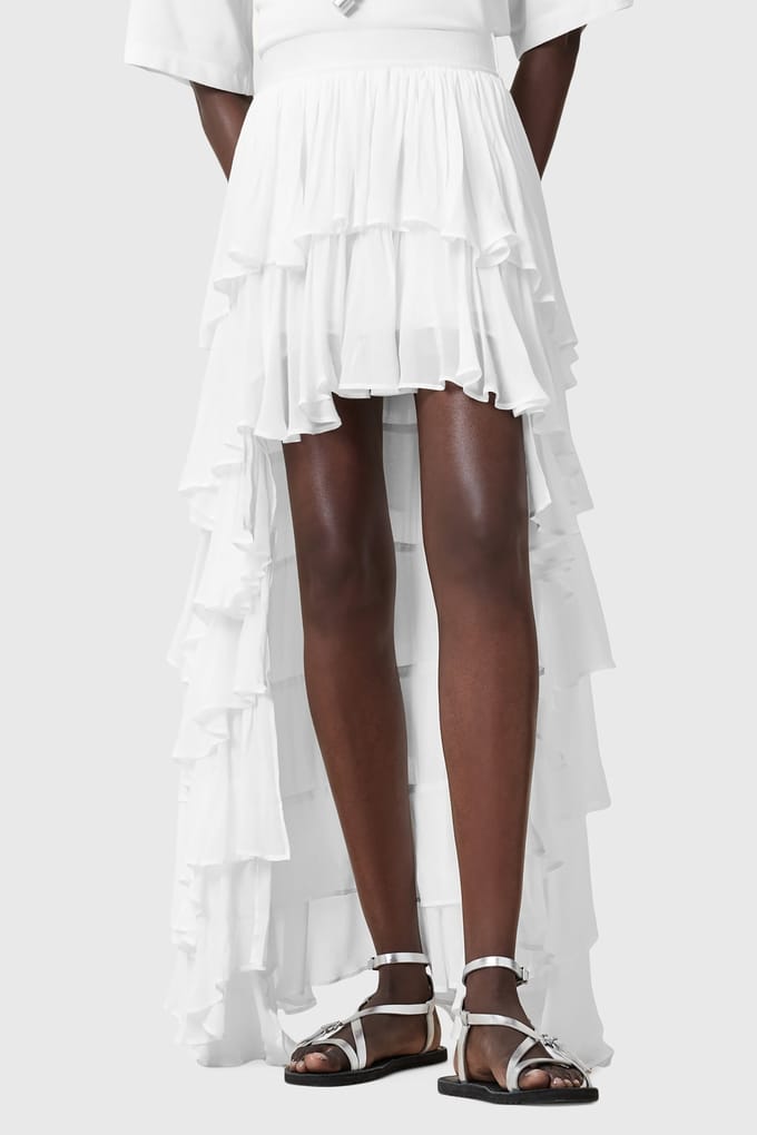 AllSaints Cavarly Maxi Skirt Snow White Maat: 10 | Maxi Rokken Outlet | Dames | Wit