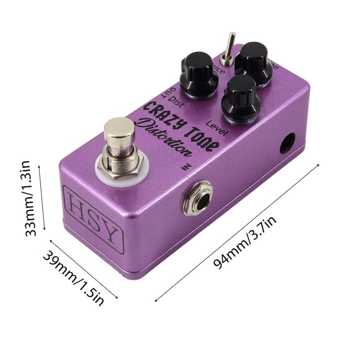 Gitaar Distortion Pedaal Elektrische Gitaar Effectenpedaal True Bypass Zinklegering Behuizing DC 9V 6.35mm paars