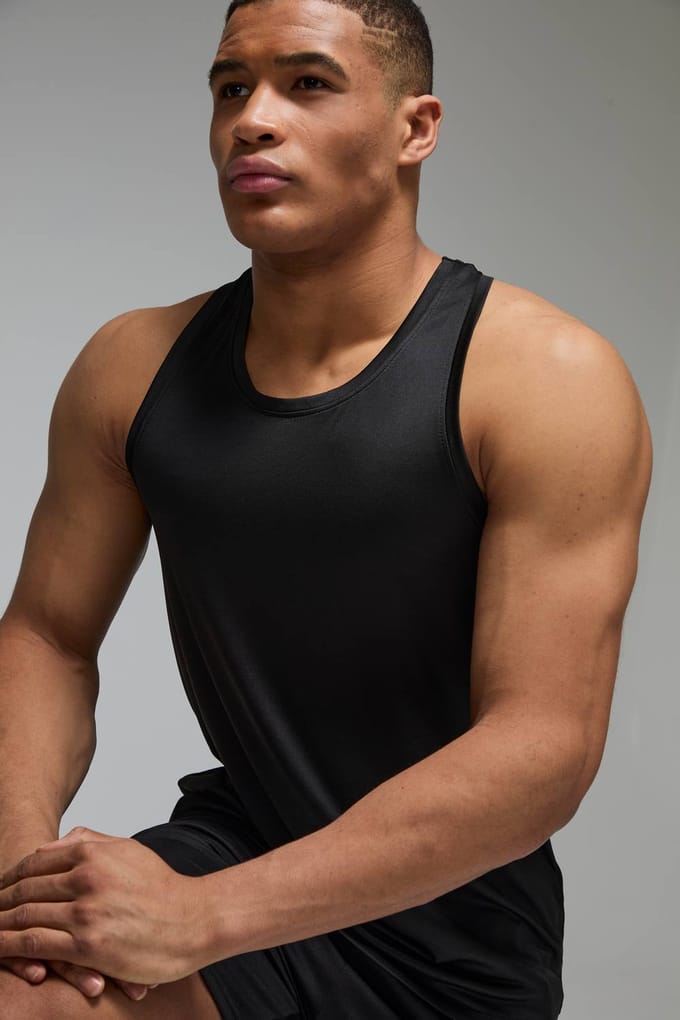 Heren Actieve Regular Lichtgewicht Essentials Gym Vest | Black | Size Medium