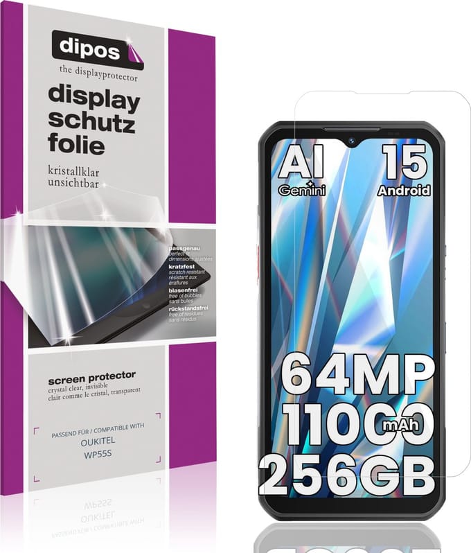 dipos – 4x Beschermfolie geschikt voor OUKITEL WP55S | Krasbestendige & heldere Screenprotector Ultra-Thin